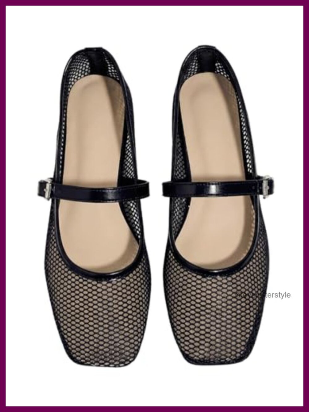 Milumia Women's Leopard Mesh Ballet Flats Square Toe Buckle Mary Jane